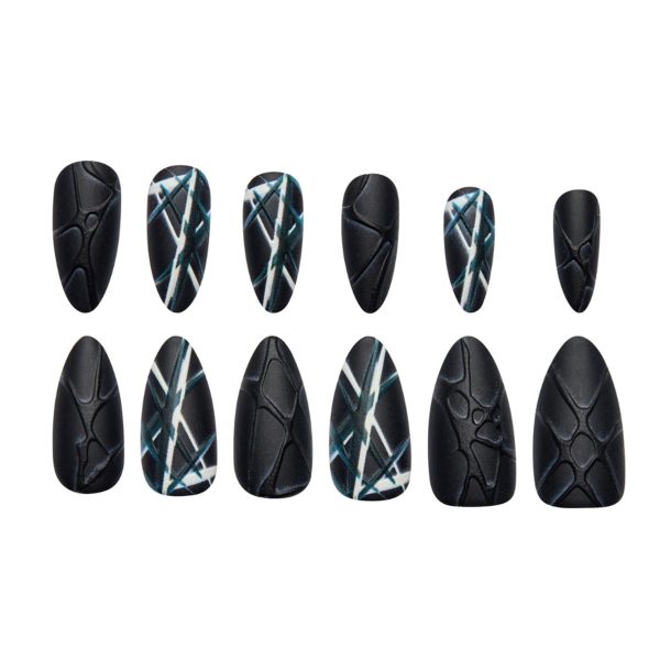 CliqOnU Press On Nails Long Stiletto 3D Textured