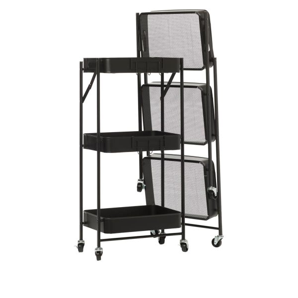 Origami 3-Tier Rolling Foldable Cart - Set of 2
