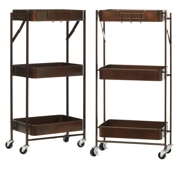 Origami 3-Tier Rolling Foldable Cart - Set of 2