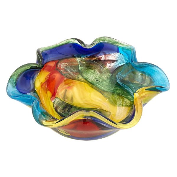 Badash Stormy Rainbow Murano-Style Art Glass Floppy 8.5" Bowl