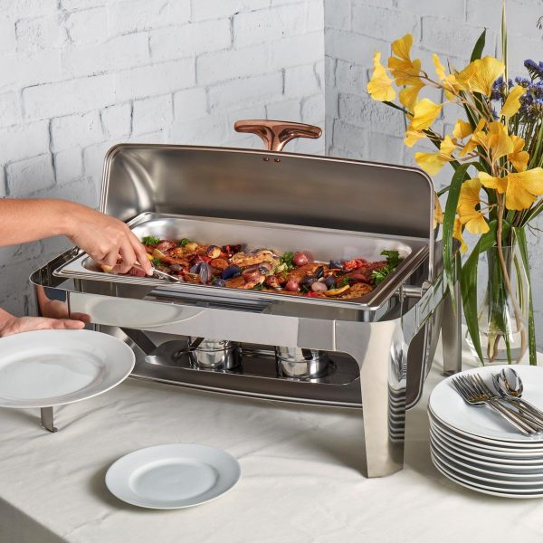 Denmark 5pc 9.5qt Stainless Steel Roll Top Rectangular Chafing Dish