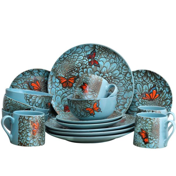 Elama Butterfly Garden 16-piece Dinnerware Set
