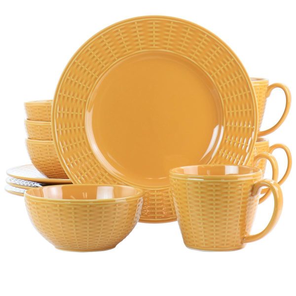 Gibson Home Cairo Sunset 12-Piece Ceramic Dinnerware Set in Orange