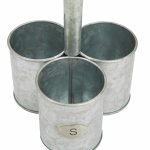 MindReader 3-Section Round Galvanized Steel Utensil Holder