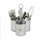 MindReader 3-Section Round Galvanized Steel Utensil Holder