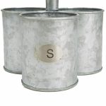 MindReader 3-Section Round Galvanized Steel Utensil Holder