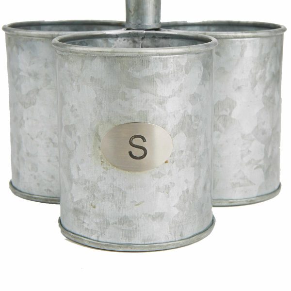 MindReader 3-Section Round Galvanized Steel Utensil Holder