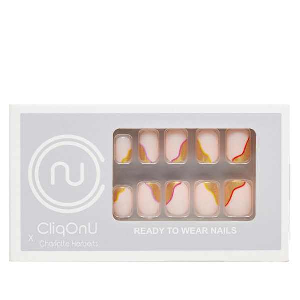 CliqOnU Nude Multi Short Round Press-on Nails - Golden Sunday