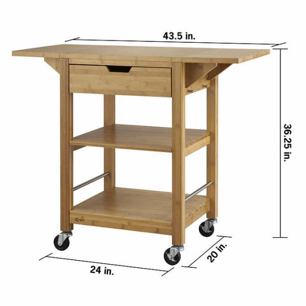 TRINITY 24" Bamboo Kitchen Cart with Drop Leaf