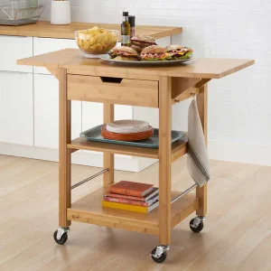 TRINITY 24" Bamboo Kitchen Cart with Drop Leaf