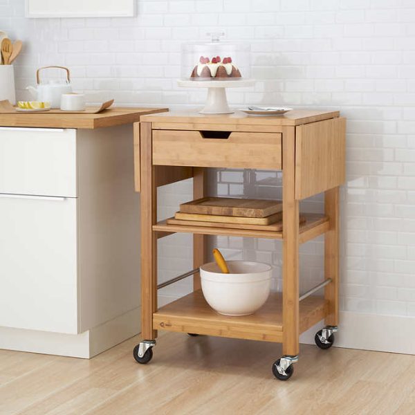 TRINITY 24" Bamboo Kitchen Cart with Drop Leaf