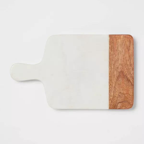 10" x 6" Marble and Wood Serving Board - Threshold™