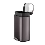 Qualiazero 13.2 Gallon Trash Can, Rectangular Step On Kitchen Trash Can, Black