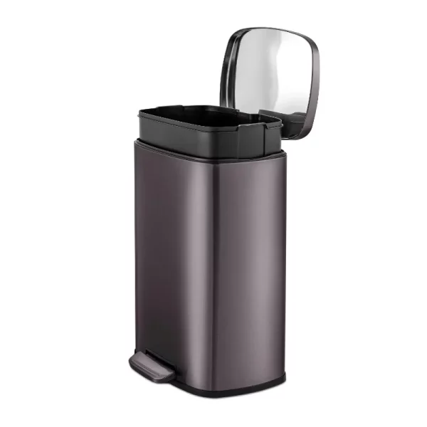 Qualiazero 13.2 Gallon Trash Can, Rectangular Step On Kitchen Trash Can, Black