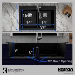 Black Quartz 33 in. 50/50 Double Bowl Composite Drop-in Kitchen Sink