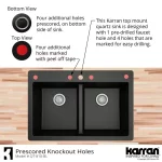 Black Quartz 33 in. 50/50 Double Bowl Composite Drop-in Kitchen Sink