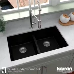 Quartz Black 32 in. 50/50 Double Bowl Composite Undermount Kitchen Sink