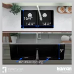 Quartz Black 32 in. 50/50 Double Bowl Composite Undermount Kitchen Sink