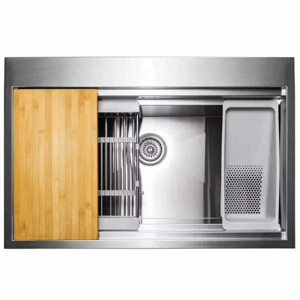 Handcrafted All-in-One Drop-In 33 in. x 22 in. x 9 in. Single Bowl Kitchen Sink in Stainless Steel with Accessories