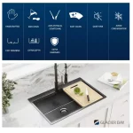 27 in. Gunmetal Black Stainless Steel Single Bowl Drop-in Workstation Kitchen Sink with Black Spring Neck Faucet