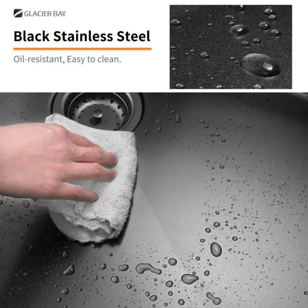 27 in. Gunmetal Black Stainless Steel Single Bowl Drop-in Workstation Kitchen Sink with Black Spring Neck Faucet
