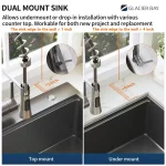 Gunmetal Black Stainless Steel 27 in. 18 Gauge Single Bowl Dual Mount Workstation Kitchen Sink