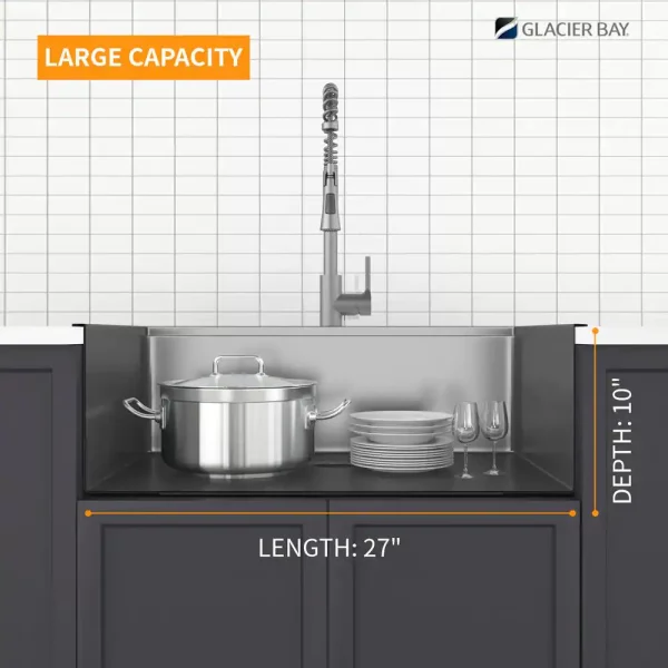 Gunmetal Black Stainless Steel 27 in. 18 Gauge Single Bowl Dual Mount Workstation Kitchen Sink