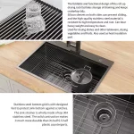 Gunmetal Black Stainless Steel 27 in. 18 Gauge Single Bowl Dual Mount Workstation Kitchen Sink