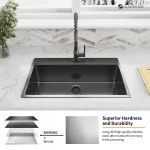 Gunmetal Black Stainless Steel 27 in. 18 Gauge Single Bowl Dual Mount Workstation Kitchen Sink