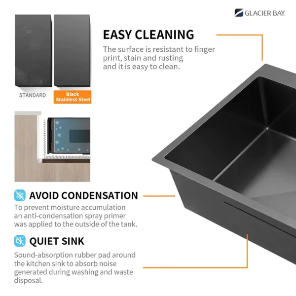 Gunmetal Black Stainless Steel 33 in. 18 Gauge Single Bowl Dual Mount Kitchen Sink with Black Spring Neck Faucet