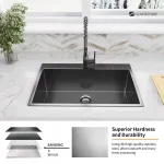 Gunmetal Black Stainless Steel 33 in. 18 Gauge Single Bowl Dual Mount Kitchen Sink with Black Spring Neck Faucet