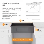 Gunmetal Black Stainless Steel 33 in. 18 Gauge Single Bowl Dual Mount Kitchen Sink with Black Spring Neck Faucet