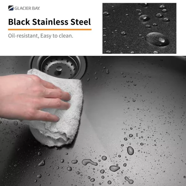 Gunmetal Black Stainless Steel 33 in. 18 Gauge Single Bowl Dual Mount Kitchen Sink with Black Spring Neck Faucet