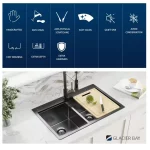 Gunmetal Black Stainless Steel 33 in. 18 Gauge Double Bowl Drop-in Workstation Kitchen Sink