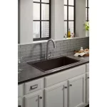 Kennon Dual Mount Neoroc Granite Composite 33 in. 1-Hole Single Bowl Kitchen Sink in Matte Black with Basin Rack