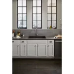 Kennon Dual Mount Neoroc Granite Composite 33 in. 1-Hole Single Bowl Kitchen Sink in Matte Black with Basin Rack