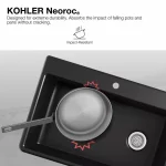 Kennon Dual Mount Neoroc Granite Composite 33 in. 1-Hole Single Bowl Kitchen Sink in Matte Black with Basin Rack