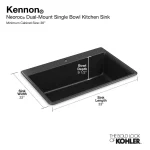 Kennon Dual Mount Neoroc Granite Composite 33 in. 1-Hole Single Bowl Kitchen Sink in Matte Black with Basin Rack