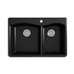 Kennon 33 in. Drop-in 60/40 Double Bowl Neoroc Granite Composite 1-Hole Kitchen Sink in Matte Black
