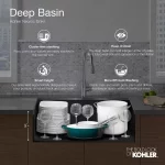 Kennon 33 in. Drop-in/Undermount 1-Hole Double Bowl Neoroc Granite Composite Kitchen Sink in Matte Black