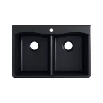 Kennon 33 in. Drop-in/Undermount 1-Hole Double Bowl Neoroc Granite Composite Kitchen Sink in Matte Black