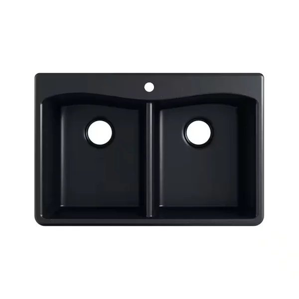 Kennon 33 in. Drop-in/Undermount 1-Hole Double Bowl Neoroc Granite Composite Kitchen Sink in Matte Black