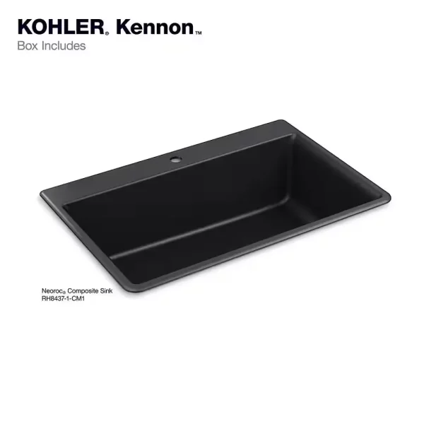 Kennon 33 in. Drop-in/Undermount 1-Hole Single Bowl Neoroc Granite Composite Kitchen Sink in Matte Black