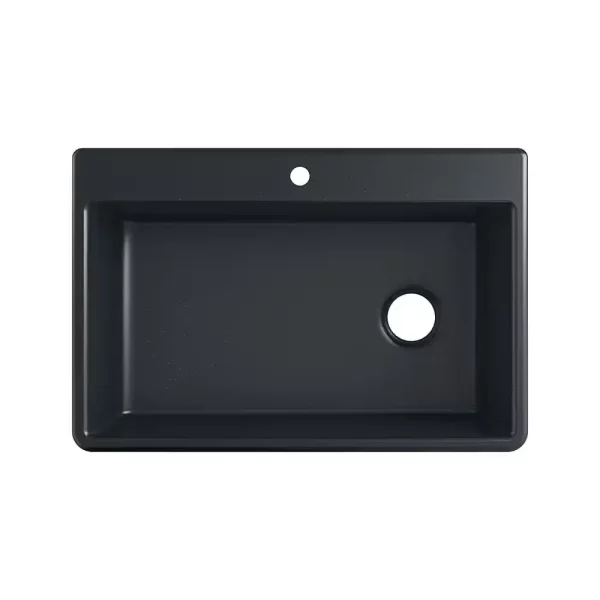 Kennon 33 in. Drop-in/Undermount 1-Hole Single Bowl Neoroc Granite Composite Kitchen Sink in Matte Black