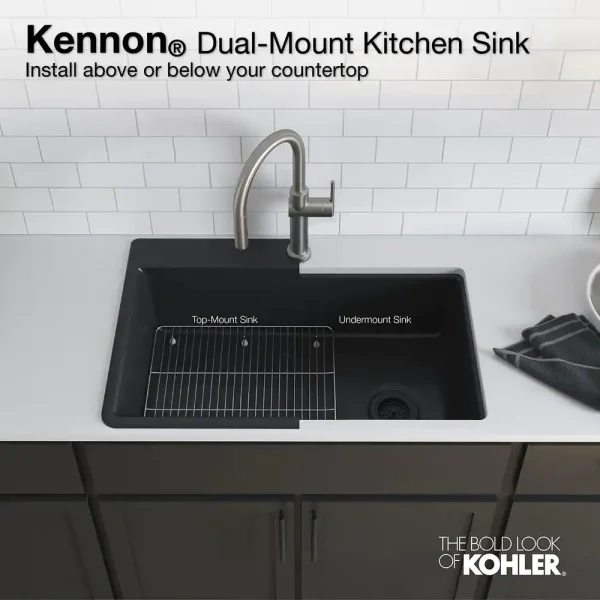 Kennon 33 in. Drop-in/Undermount 1-Hole Single Bowl Neoroc Granite Composite Kitchen Sink in Matte Black