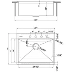 Zero Radius Drop-in 18G Stainless Steel 27 in. 4-Hole Single Bowl Workstation Kitchen Sink with Accessories