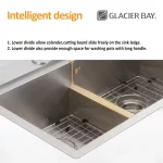 Zero Radius Drop-in 18G Stainless Steel 33 in. 2-Hole 50/50 Double Bowl Workstation Kitchen Sink with Spring Neck Faucet