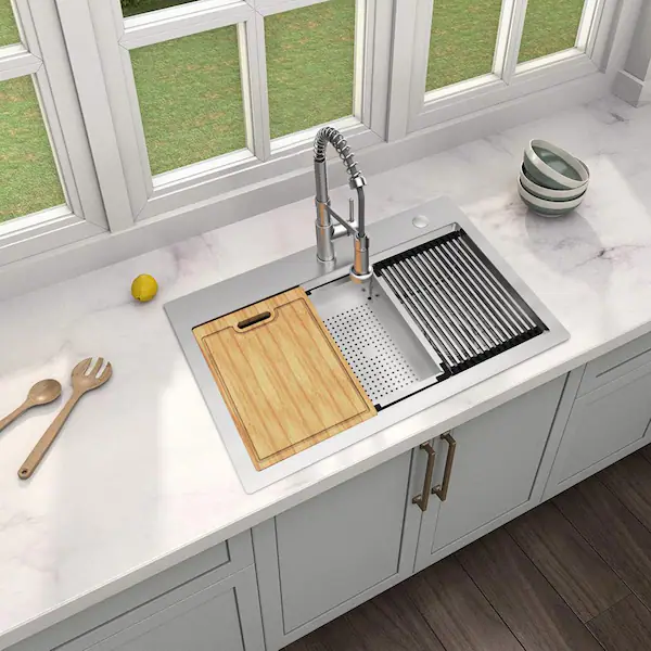 33 in. Drop-in/Undermount Single Bowl 18-Gauge Stainless Sink
