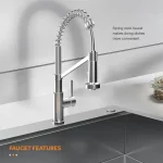 Professional All in One 33 in. Double Bowl Drop-In Workstation Stainless Steel Kitchen Sink with Spring Neck Faucet