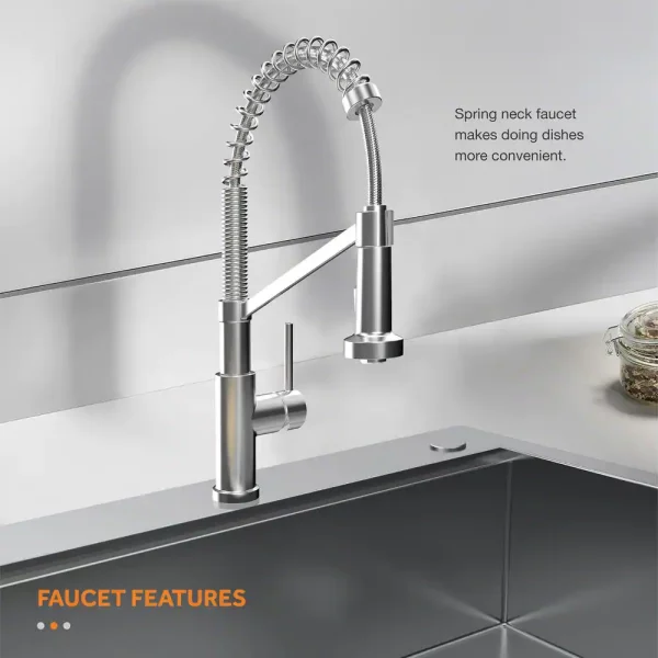 Professional All in One 33 in. Double Bowl Drop-In Workstation Stainless Steel Kitchen Sink with Spring Neck Faucet